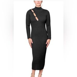 RACHEL Rachel Roy Womens Mock Neck Tea Sweaterdress Black
